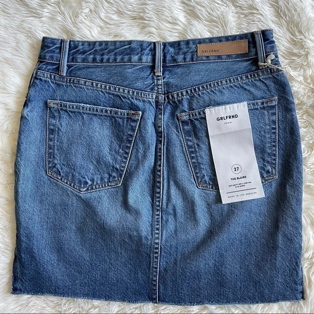GRLFRND Skirt Blaire Split Pencil High Rise Distressed Mini in Faded Love 27 NWT